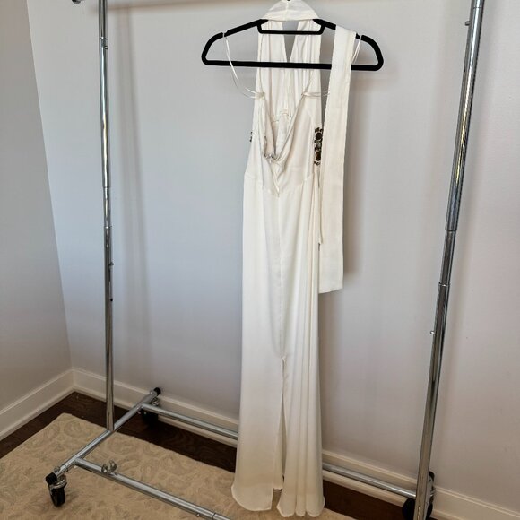 Ramy Brook White Halter Gown with Embellished Waist – Size 2 - Picture 2 of 2